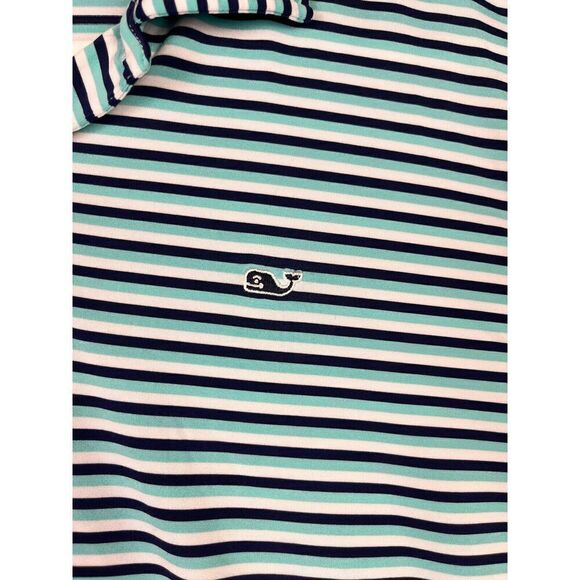 Men's Vineyard Vines Performance Polo Golf Shirt White Green Blue Striped SizeXL - Picture 3 of 7
